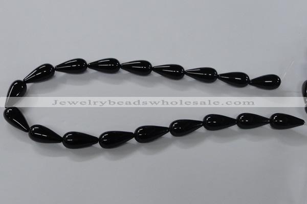 CAB739 15.5 inches 10*22mm teardrop black agate gemstone beads