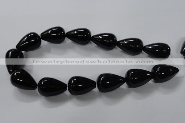 CAB743 15.5 inches 20*30mm teardrop black agate gemstone beads
