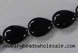 CAB746 15.5 inches 12*16mm flat teardrop black agate gemstone beads