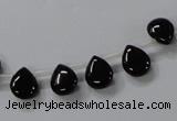 CAB753 15.5 inches 8*10mm top-drilled flat teardrop black agate beads