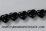 CAB755 15.5 inches 10*10mm top-drilled heart black agate beads