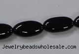 CAB760 15.5 inches 10*20mm oval black agate gemstone beads wholesale
