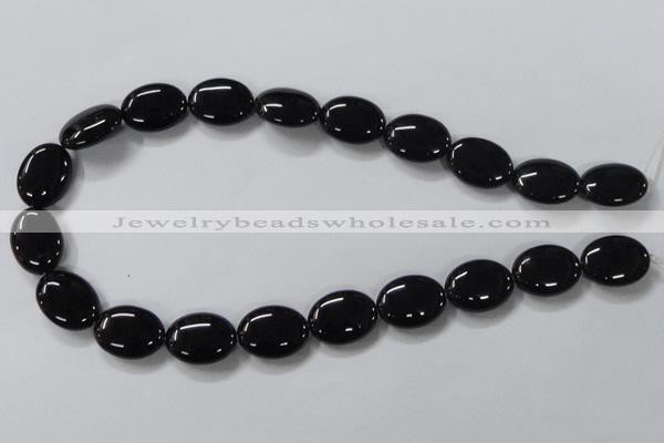 CAB761 15.5 inches 15*20mm oval black agate gemstone beads wholesale