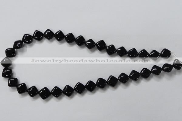 CAB765 15.5 inches 10*10mm diamond black agate gemstone beads