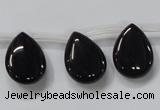 CAB772 15.5 inches 15*20mm top-drilled flat teardrop black agate beads