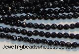 CAB781 15.5 inches 3mm faceted round black agate gemstone beads