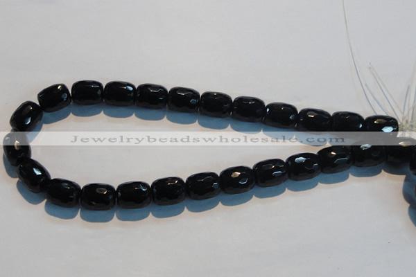 CAB788 15.5 inches 13*16mm faceted egg black agate gemstone beads