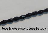 CAB789 15.5 inches 4*6mm faceted rice black agate gemstone beads