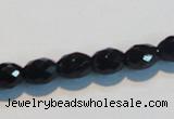 CAB790 15.5 inches 8*10mm faceted rice black agate gemstone beads