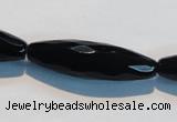 CAB795 15.5 inches 12*40mm faceted rice black agate gemstone beads