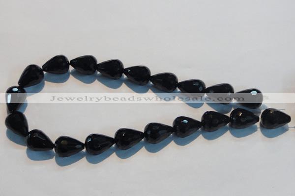 CAB800 15.5 inches 14*20mm faceted teardrop black gemstone agate beads