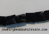 CAB801 15.5 inches 10*10mm faceted square black gemstone agate beads