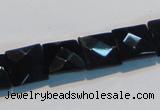 CAB802 15.5 inches 12*12mm faceted square black gemstone agate beads