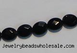 CAB806 15.5 inches 8*10mm faceted oval black gemstone agate beads