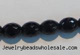 CAB817 15.5 inches 10*12mm faceted rice black agate gemstone beads