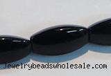 CAB822 15.5 inches 12*24mm rice black agate gemstone beads wholesale