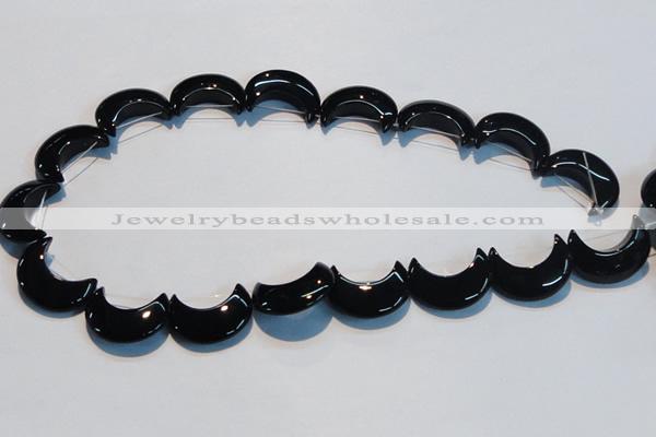 CAB826 15.5 inches 10*20mm moon black agate gemstone beads wholesale