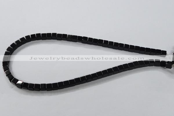 CAB834 15.5 inches 6*6mm cube black agate gemstone beads wholesale