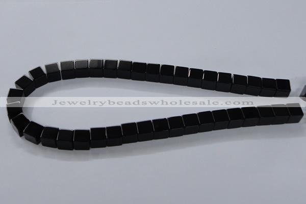 CAB835 15.5 inches 10*10mm cube black agate gemstone beads wholesale