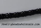 CAB842 15.5 inches 8*10mm bamboo shape black agate gemstone beads