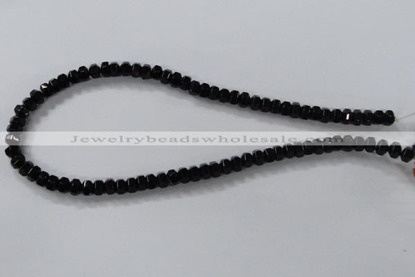 CAB844 15.5 inches 5*8mm rondelle black agate gemstone beads wholesale