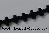 CAB845 15.5 inches 8*8mm cross black agate gemstone beads wholesale