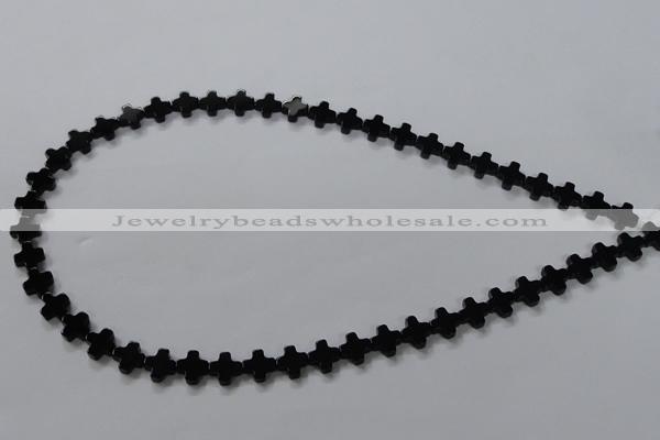 CAB845 15.5 inches 8*8mm cross black agate gemstone beads wholesale