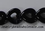 CAB860 15.5 inches 18*18mm heart black agate gemstone beads wholesale