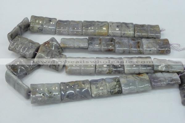 CAB931 15.5 inches 22*30mm flat bamboo natural purple agate beads