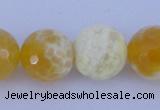 CAB968 15.5 inches 10mm faceted round fire crackle agate beads