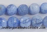 CAB974 15.5 inches 12mm faceted round fire crackle agate beads