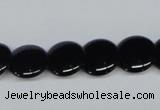 CAB982 15.5 inches 14mm flat round black agate gemstone beads wholesale