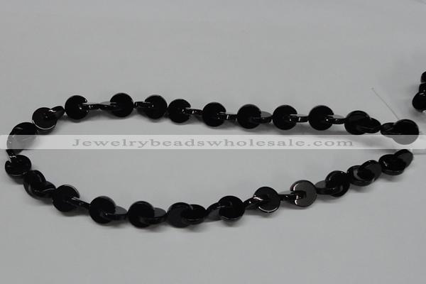 CAB994 15.5 inches 12*12mm curved moon black agate gemstone beads