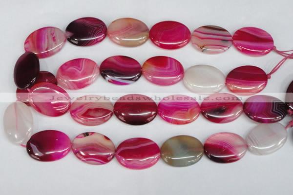 CAG1178 15.5 inches 22*30mm oval line agate gemstone beads
