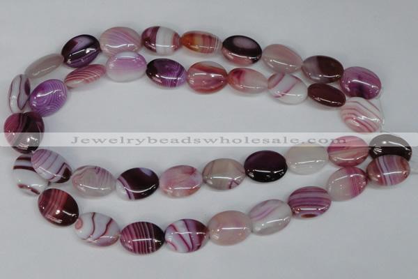 CAG1201 15.5 inches 15*20mm oval line agate gemstone beads