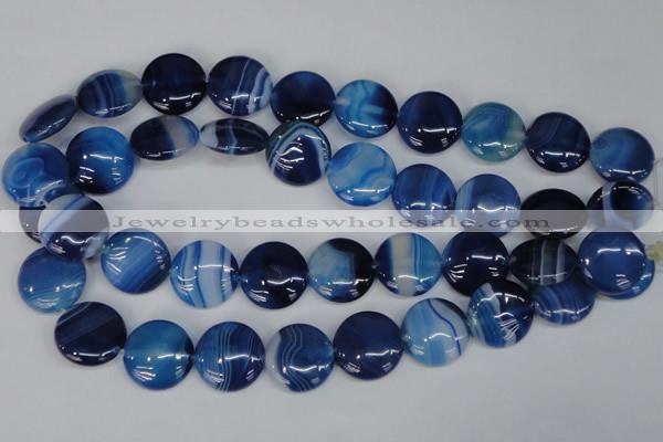CAG1278 15.5 inches 20mm flat round line agate gemstone beads