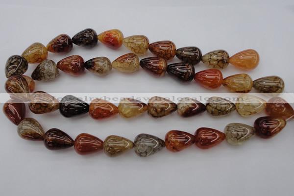 CAG1450 15.5 inches 15*20mm teardrop dragon veins agate beads