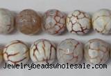 CAG1535 15.5 inches 12mm faceted round fire crackle agate beads