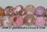 CAG1536 15.5 inches 12mm faceted round fire crackle agate beads