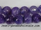 CAG1537 15.5 inches 12mm faceted round fire crackle agate beads