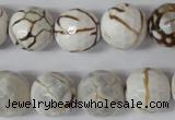 CAG1547 15.5 inches 14mm faceted round fire crackle agate beads