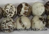 CAG1558 15.5 inches 16mm faceted round fire crackle agate beads