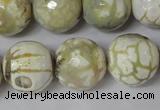 CAG1565 15.5 inches 18mm faceted round fire crackle agate beads