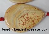 CAG1585 15.5 inches 30*45mm flat teardrop fire crackle agate beads