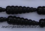 CAG1697 15.5 inches 10*35mm carved teardrop black agate beads