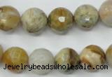 CAG1834 15.5 inches 12mm faceted round bamboo leaf agate beads