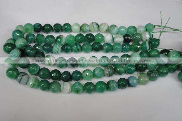 CAG2115 15.5 inches 12mm faceted round green line agate beads