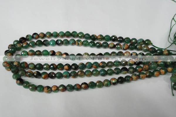 CAG2222 15.5 inches 8mm faceted round fire crackle agate beads
