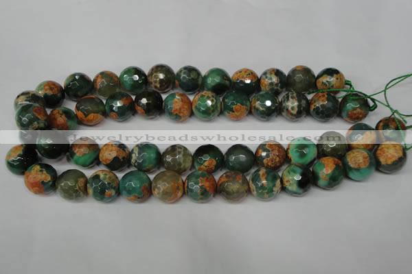 CAG2227 15.5 inches 18mm faceted round fire crackle agate beads