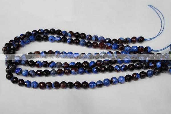 CAG2232 15.5 inches 8mm faceted round fire crackle agate beads